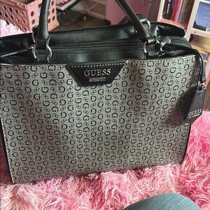 - Guess Black and Gray Monogram Tote Bag